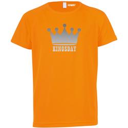T-shirt kinderen Kroon zilver | koningsdag kinderen | oranje shirt | Oranje | maat 164